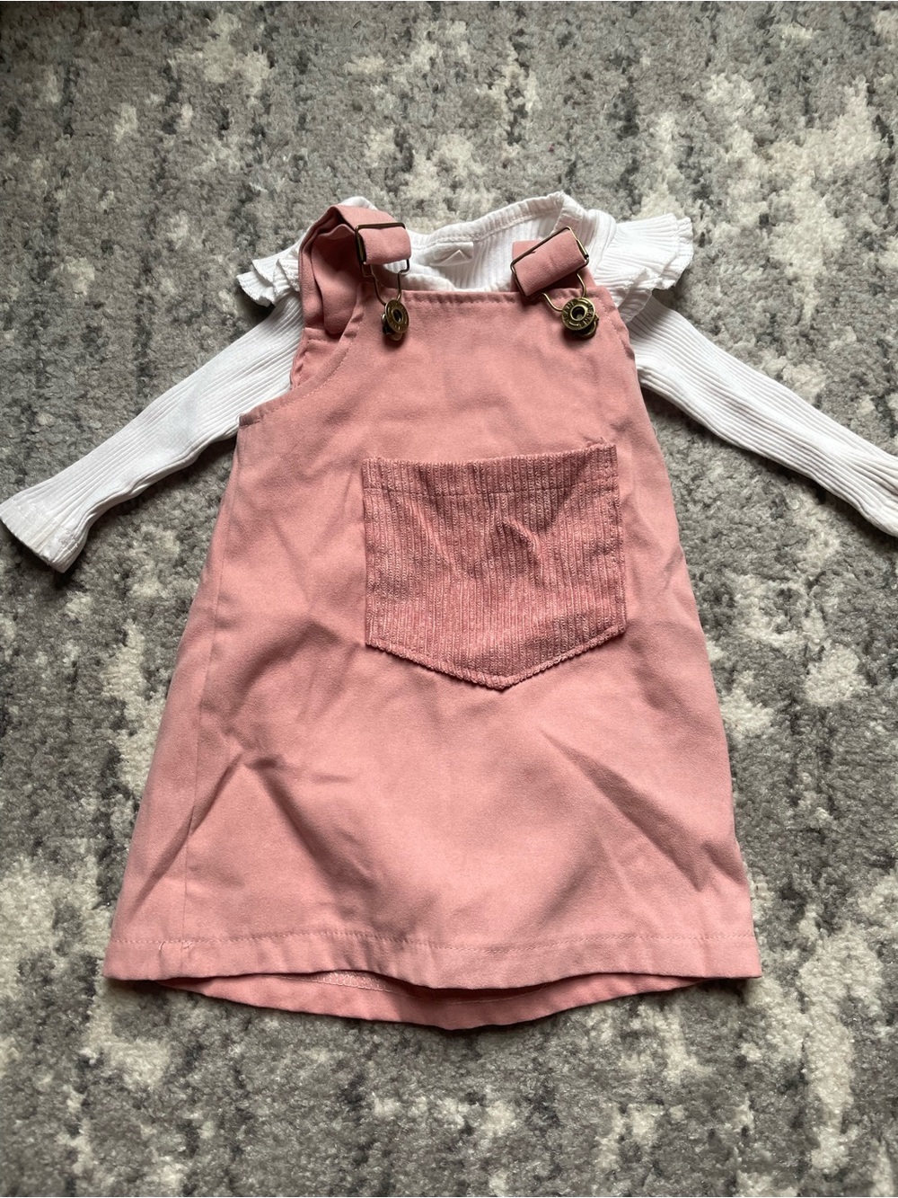 Girls Pink Pinafore Dress with Front Pocket baby size 3-6 months